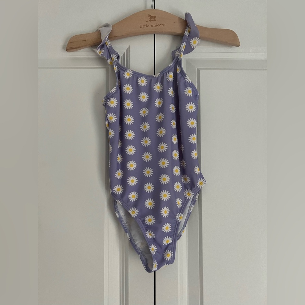 Zeeman Daisy One Piece Swimsuit 2T 3T Purple Adjustable Straps
